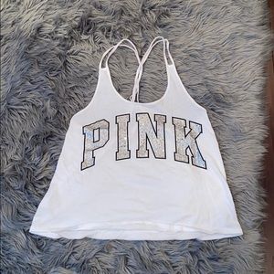 sparkly pink tank top